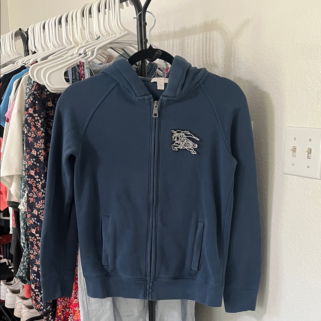 Kids Blue Burberry Hoodie Jacket
